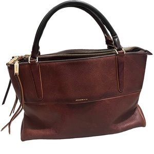 COACH Borough Bag Satchel Shoulder Tote Oxblood MISSING LONG SHOULDER STRAP